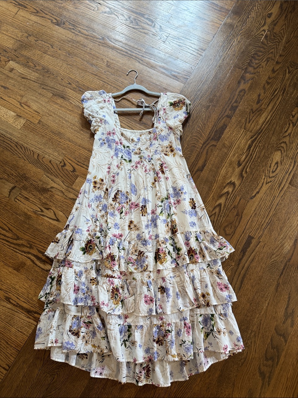 Anthropologie Floral Tiered Midi Dress